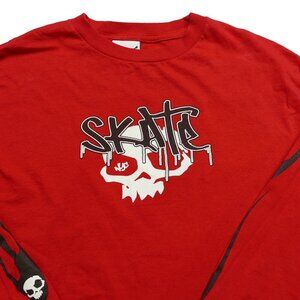 Vtg Y2K Trans Nine Graphic Long Sleeve T-Shirt Skateboarding Red Size Medium USA